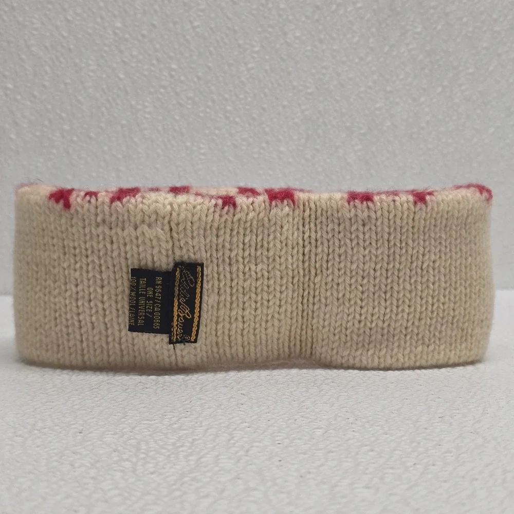 Vintage Eddie Bauer Wool White Red Blue Winter Headband